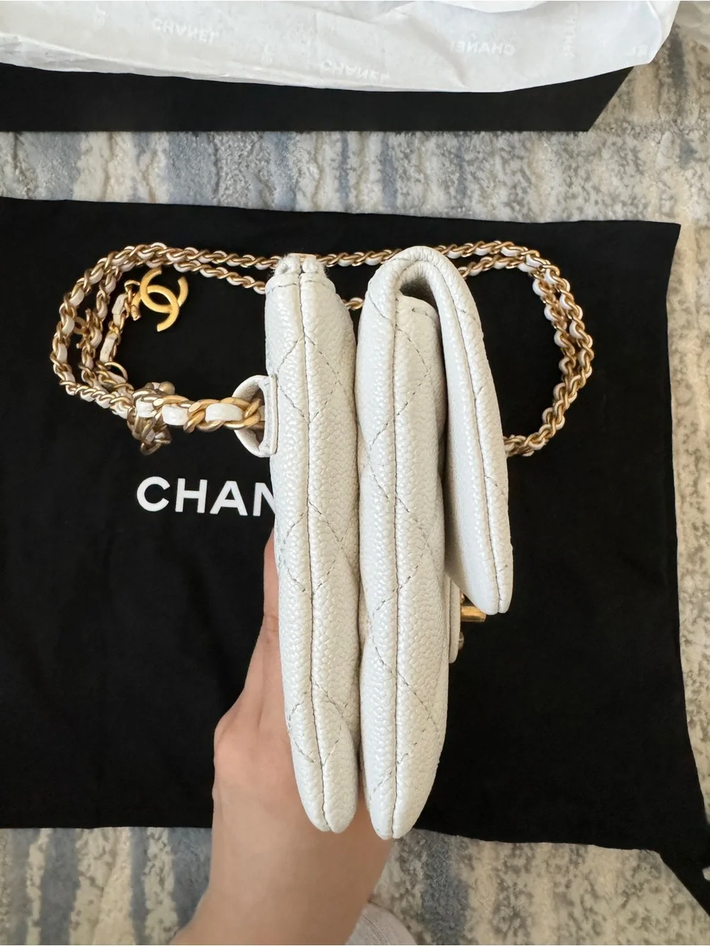 Chanel White Quilted Leather Waist Bag -  Gold Hardware & CC Logo